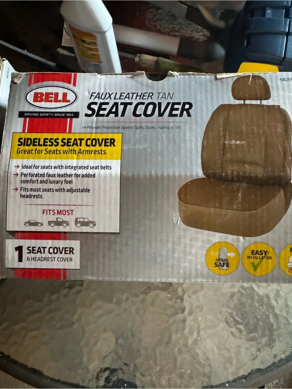 BELL Faux Leather Tan Seat Cover - Sideless